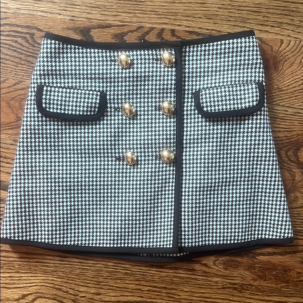 J crew crew cuts Stylish Black and White Houndstooth Skirt | size 6